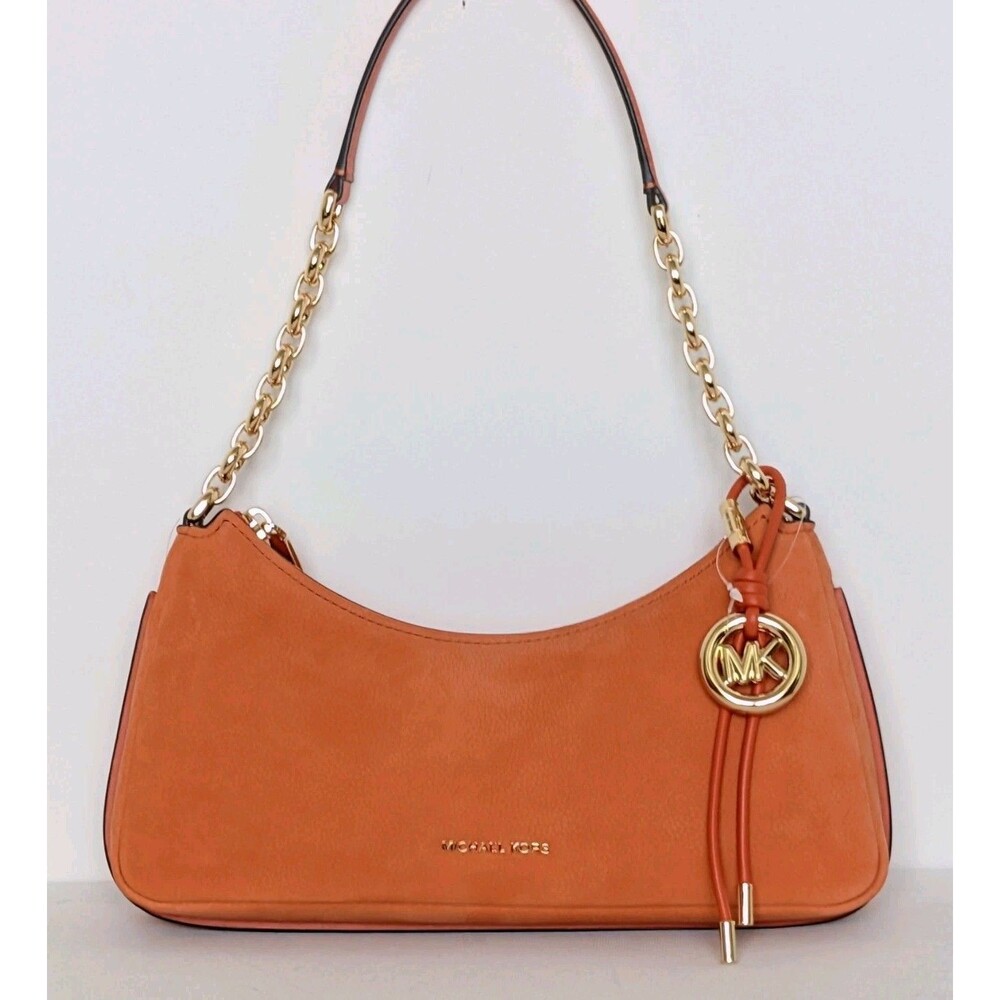 NWT Michael Kors Nolita Medium Nubuck Leather Pochette Shoulder Bag Mimosa 🧡